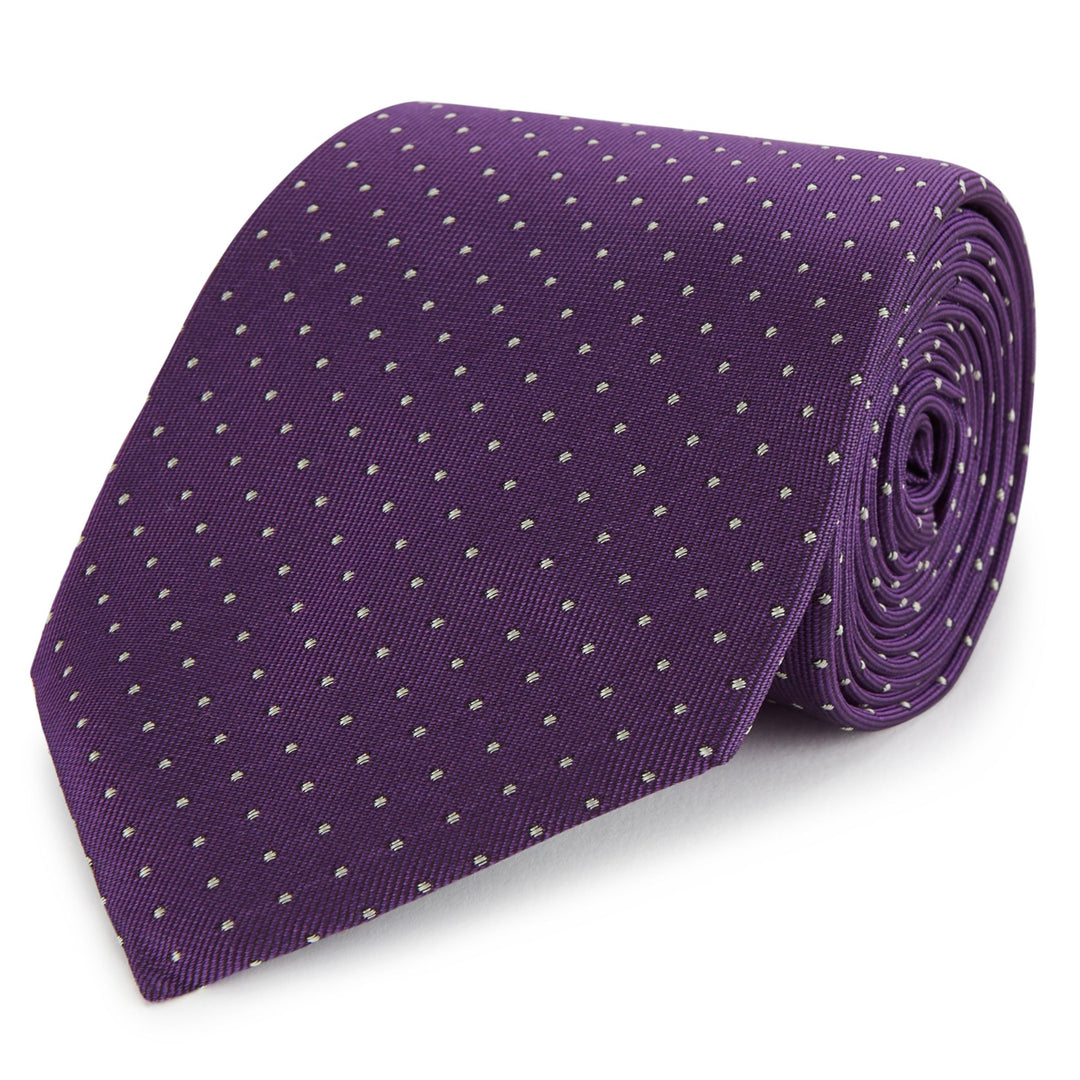 Purple and White Micro Spot Woven Silk Tie