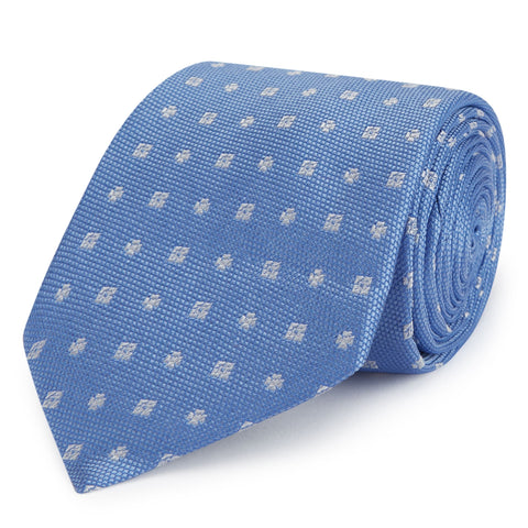 Blue Micro Diamond Woven Silk Tie