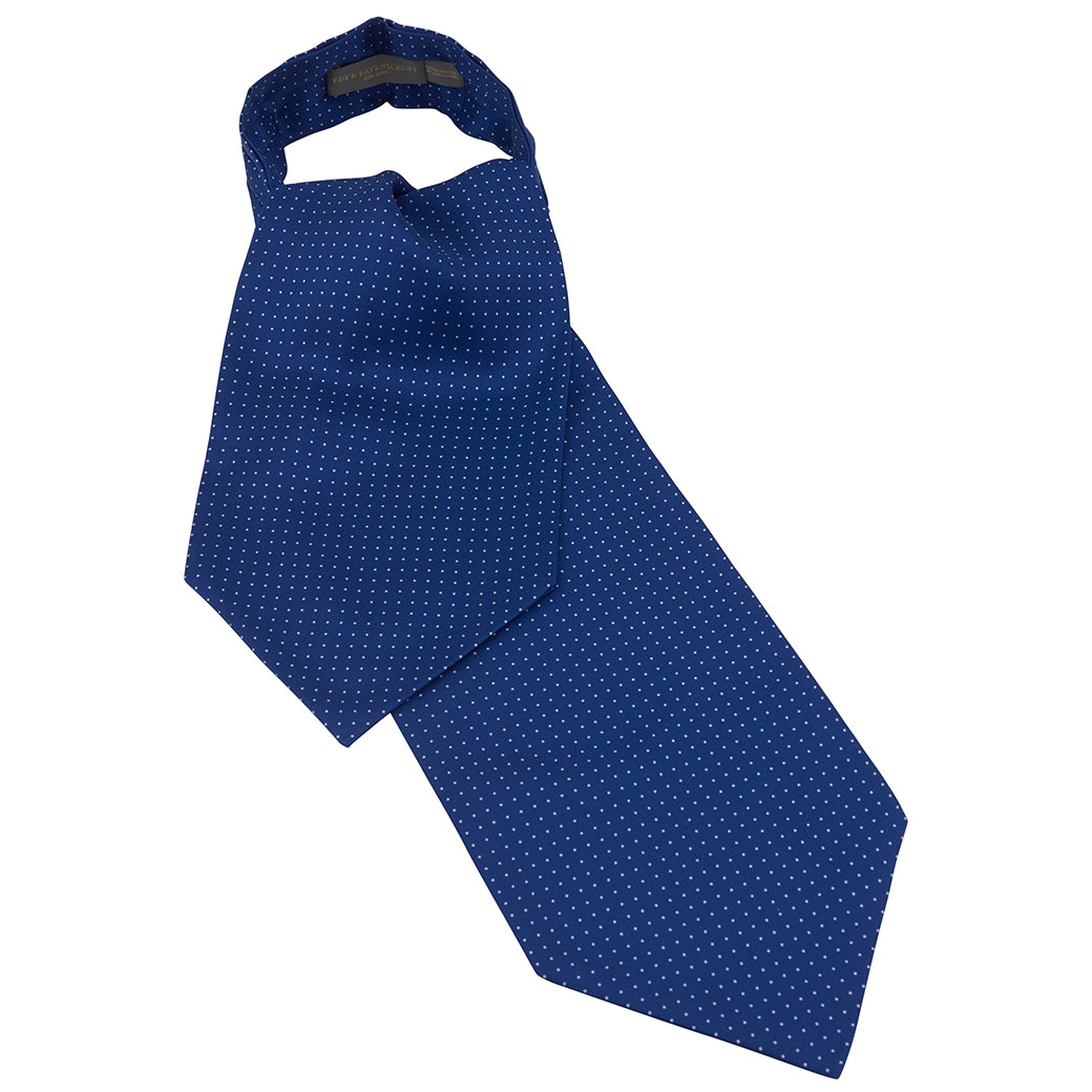 Sapphire Blue Polka Dot Printed Silk Cravat
