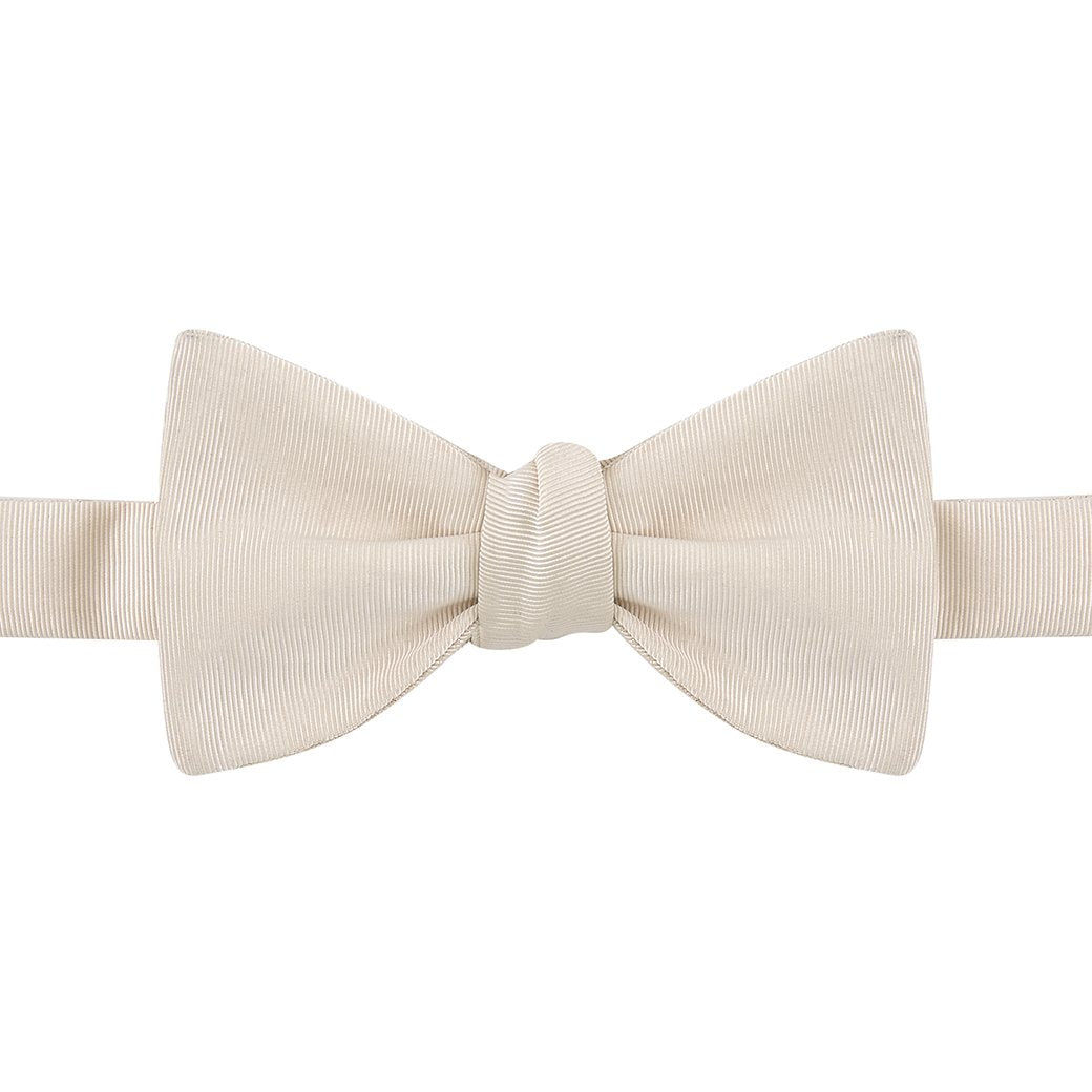 Cream Grosgrain Silk Bow Tie