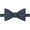 Navy and Green Large Floral Twill Printed Silk Butterfly Bow Tie