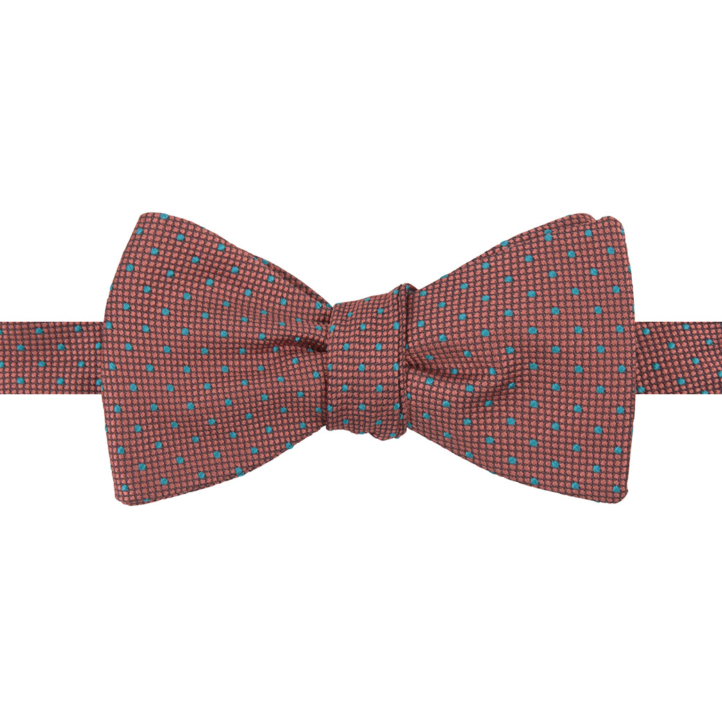 Pink and Mint Micro Spot Woven Silk Butterly Bow Tie