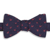 Navy and Pink Butterfly Woven Silk Bow Tie