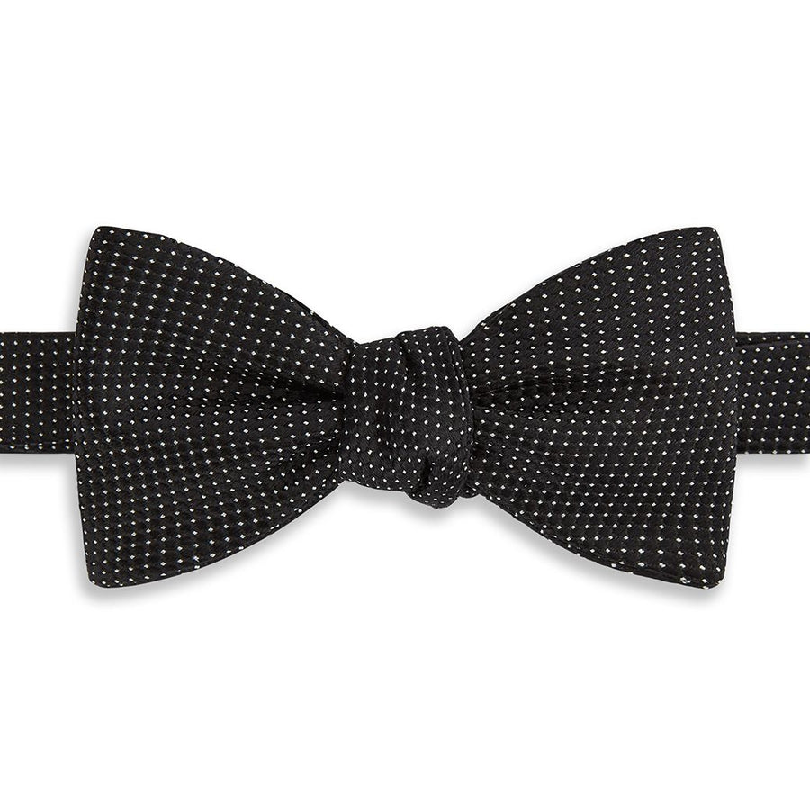 Ede & Ravenscroft Micro Dot Woven Silk Bow Tie Black and White