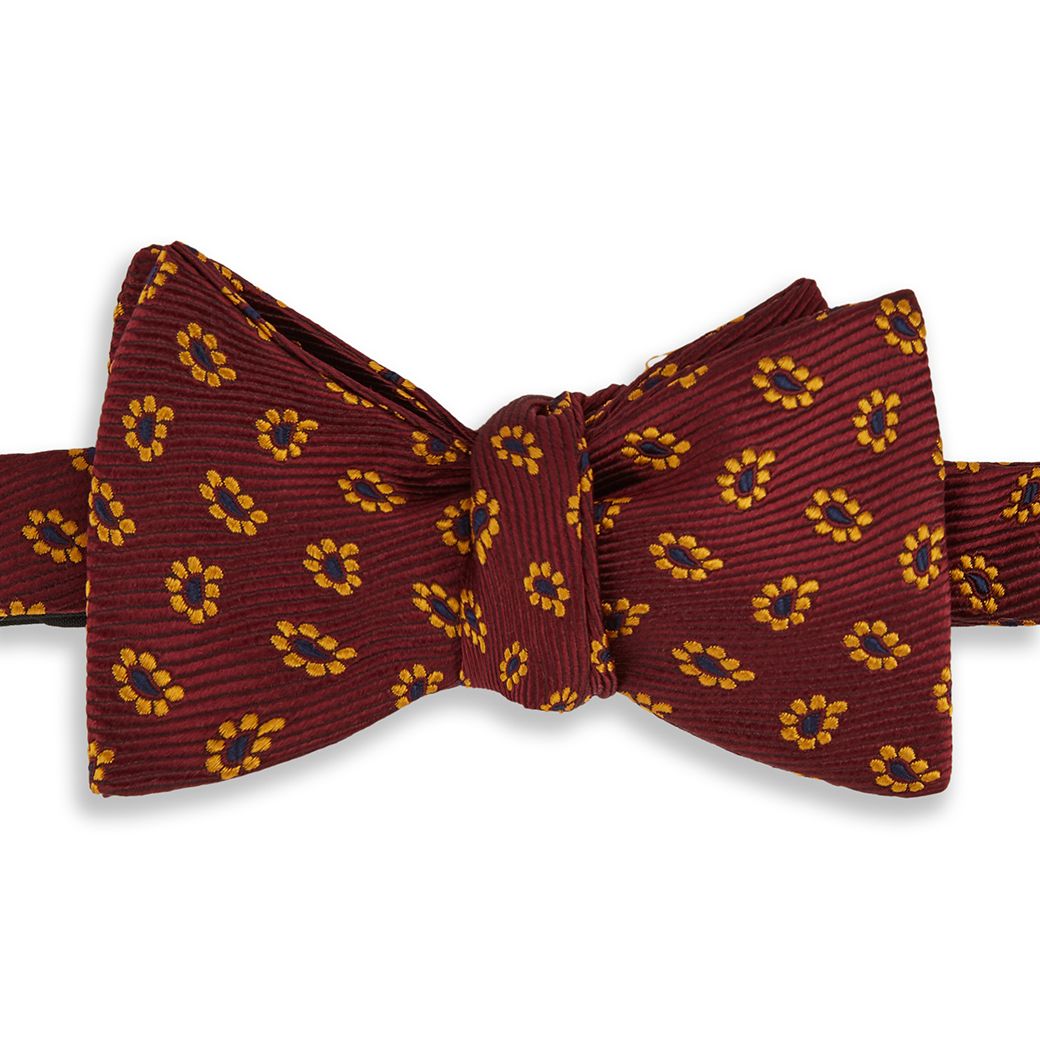 Burgundy Paisley Twill Bow Tie
