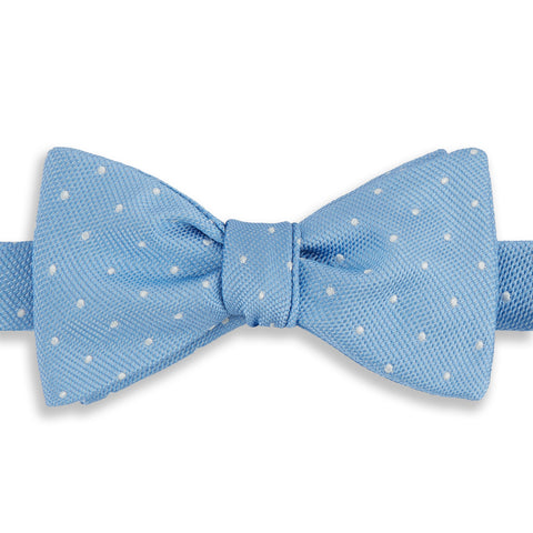 Blue and White Textured Spot Jacquard Silk Bow Tie