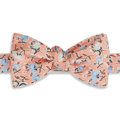 Pink and Blue Climbing Floral Printed Silk Tie