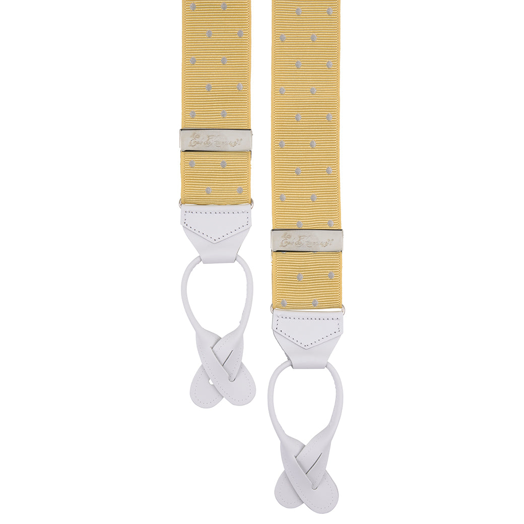 Yellow and White Webbed Polka Dot Elastic Braces