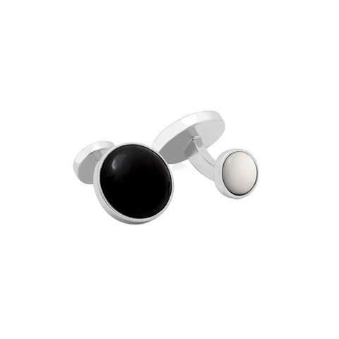 Large Onyx and Small Mother Pearl Reversible Cufflink