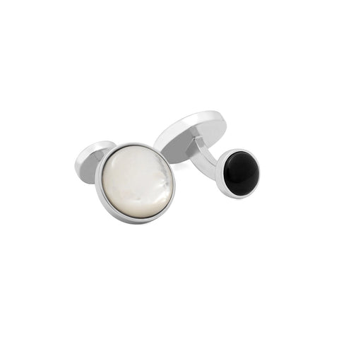 Large Mother Of Pearl and Small Onyx Reversible Cufflink