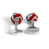 Red Silver and Enamel Knot Cufflink