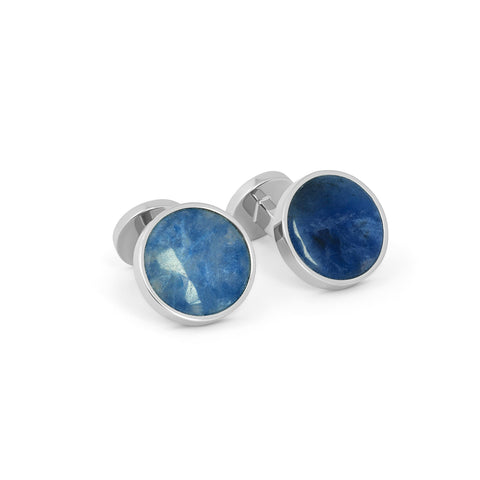 Large Sodalite Small Mother of Pearl Reversible Cufflink