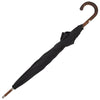 Dark Maple Wood-Handle Solid Black Umbrella