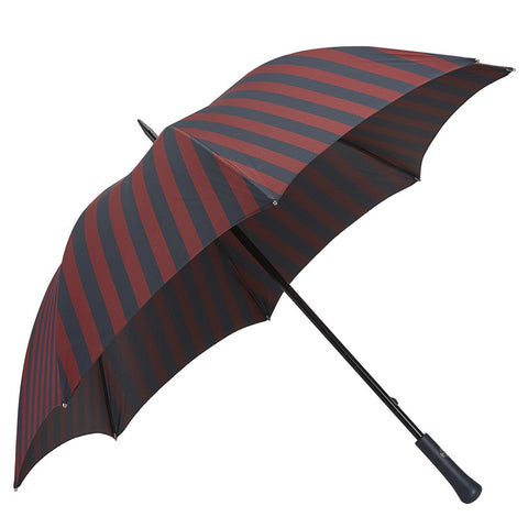 Navy and Burgundy Leather Contrast Top Stitch Handle Two Colour Umbrella