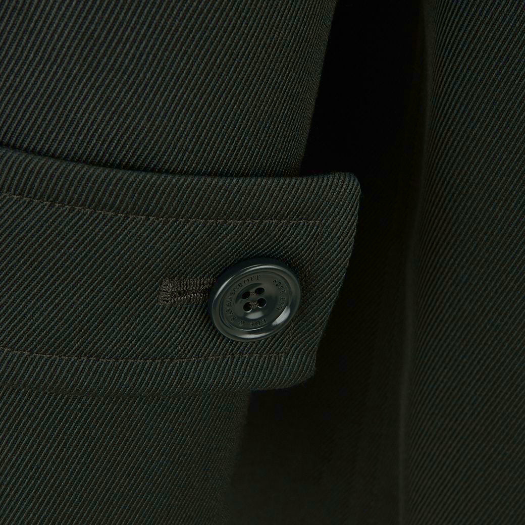 Shelton Green Twill Wool Raincoat