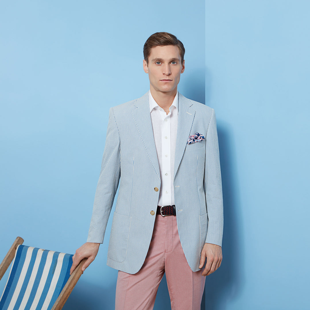 Edgar Blue White Seersucker Jacket