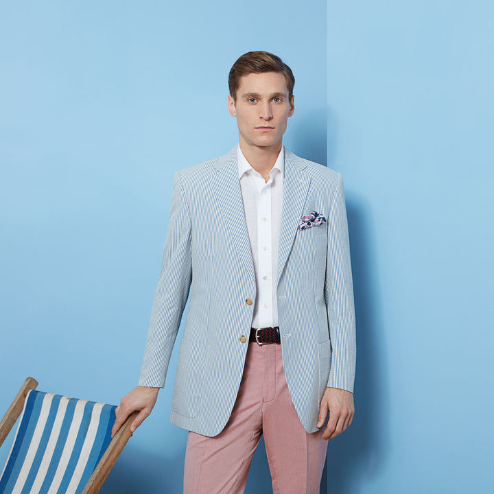 Edgar Blue White Seersucker Jacket