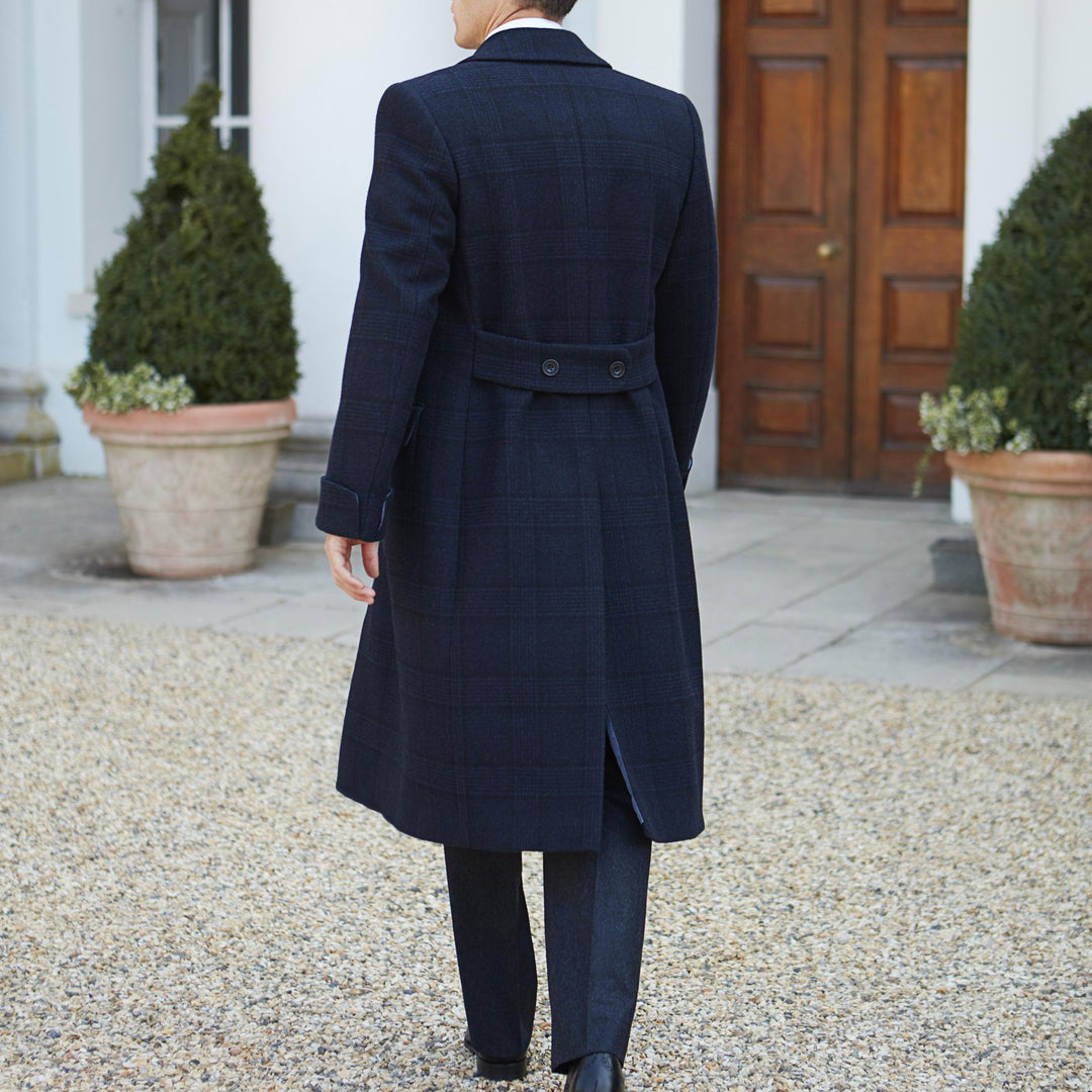 Portland Navy Tonal Check Coat