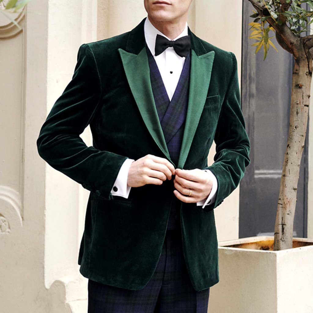 Bailey Bottle Green Velvet Jacket - Main Image